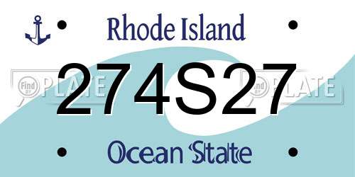 274S27 Rhode Island License Plate