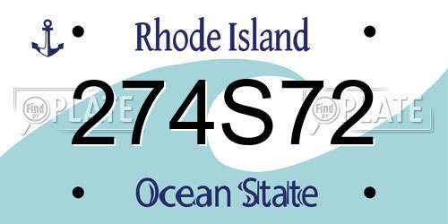 274S72 Rhode Island License Plate