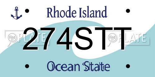 274STT Rhode Island License Plate