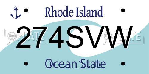 274SVW Rhode Island License Plate