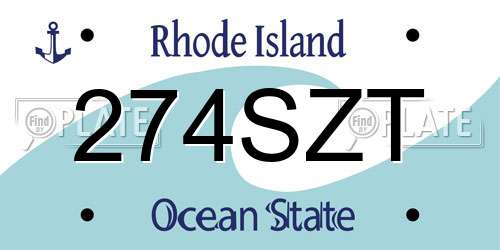 274SZT Rhode Island License Plate
