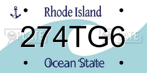 274TG6 Rhode Island License Plate