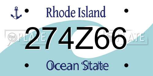 274Z66 Rhode Island License Plate