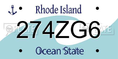 274ZG6 Rhode Island License Plate