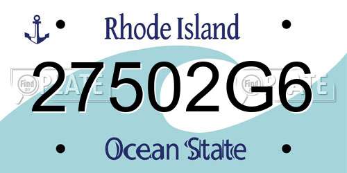 27502G6 Rhode Island License Plate