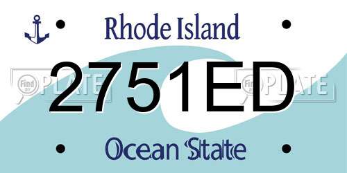 2751ED Rhode Island License Plate