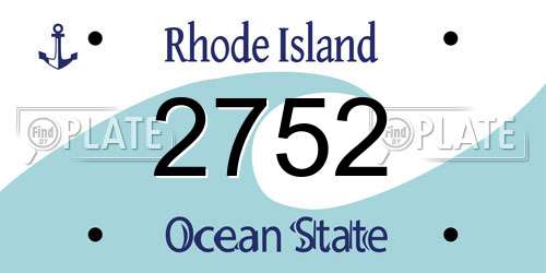 2752 Rhode Island License Plate
