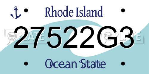 27522G3 Rhode Island License Plate
