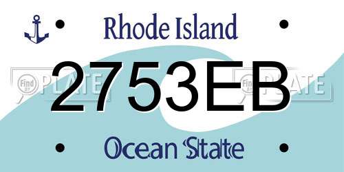 2753EB Rhode Island License Plate