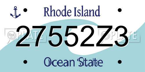 27552Z3 Rhode Island License Plate