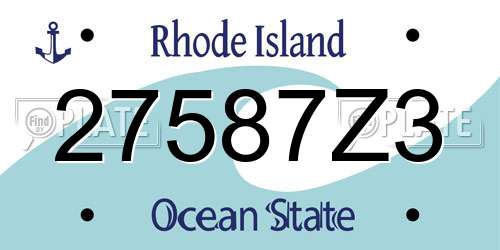 27587Z3 Rhode Island License Plate