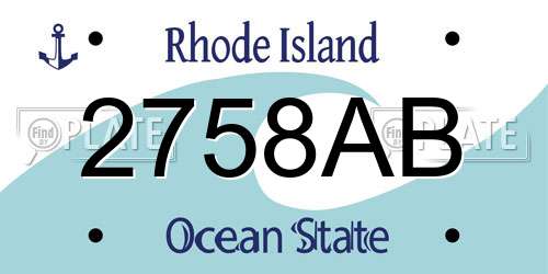 2758AB Rhode Island License Plate