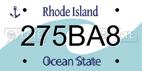 275BA8 Rhode Island License Plate