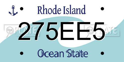 275EE5 Rhode Island License Plate
