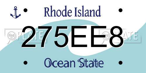 275EE8 Rhode Island License Plate
