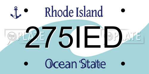275IED Rhode Island License Plate