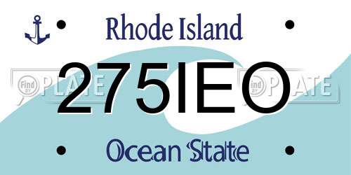 275IEO Rhode Island License Plate
