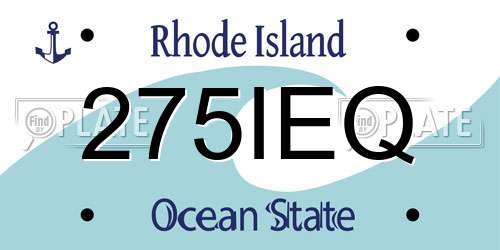 275IEQ Rhode Island License Plate