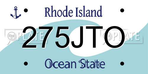 275JTO Rhode Island License Plate