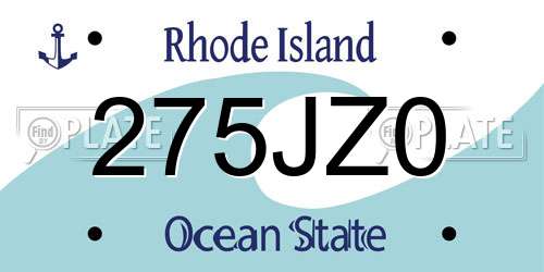 275JZ0 Rhode Island License Plate