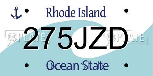 275JZD Rhode Island License Plate