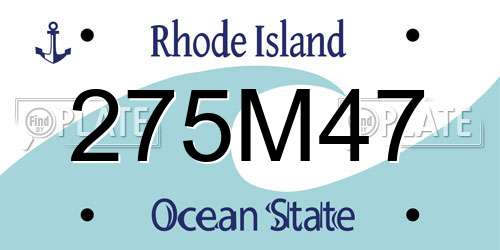 275M47 Rhode Island License Plate