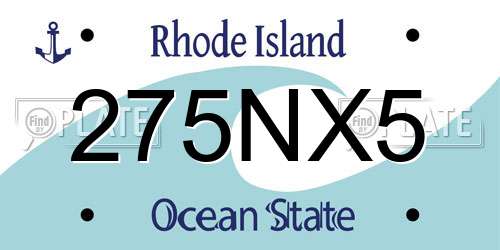 275NX5 Rhode Island License Plate