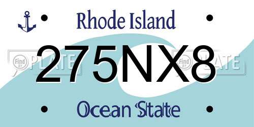275NX8 Rhode Island License Plate