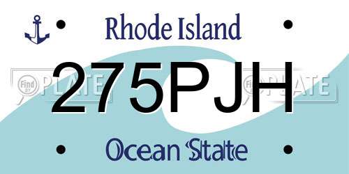 275PJH Rhode Island License Plate