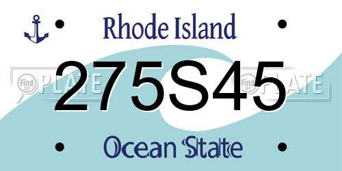 275S45 Rhode Island License Plate