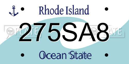 275SA8 Rhode Island License Plate
