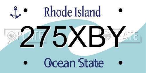 275XBY Rhode Island License Plate