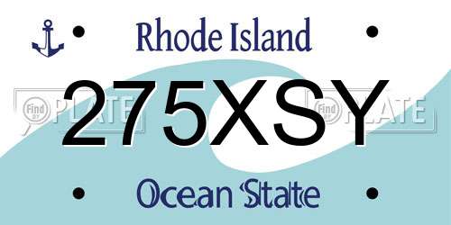 275XSY Rhode Island License Plate