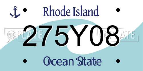 275Y08 Rhode Island License Plate