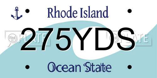 275YDS Rhode Island License Plate