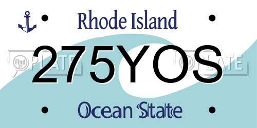 275YOS Rhode Island License Plate