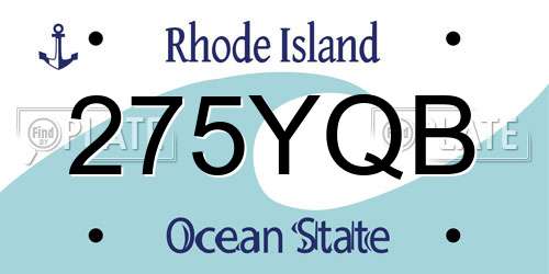 275YQB Rhode Island License Plate