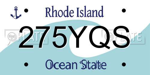275YQS Rhode Island License Plate