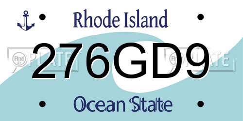 276GD9 Rhode Island License Plate