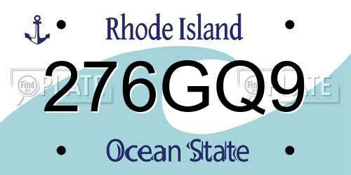 276GQ9 Rhode Island License Plate