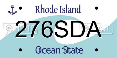 276SDA Rhode Island License Plate