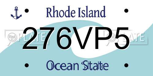 276VP5 Rhode Island License Plate