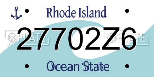 27702Z6 Rhode Island License Plate