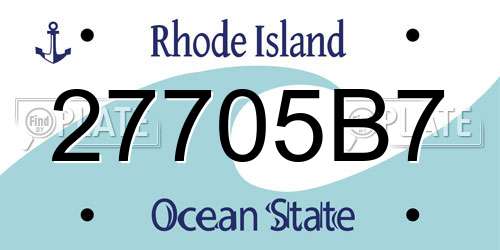 27705B7 Rhode Island License Plate