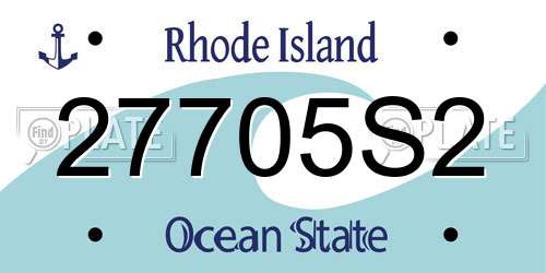 27705S2 Rhode Island License Plate