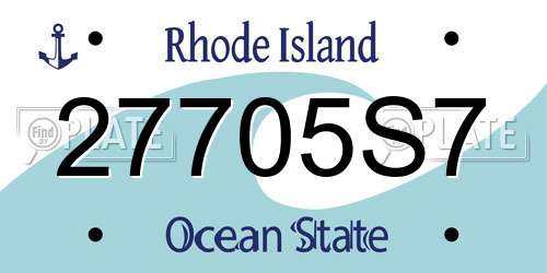 27705S7 Rhode Island License Plate
