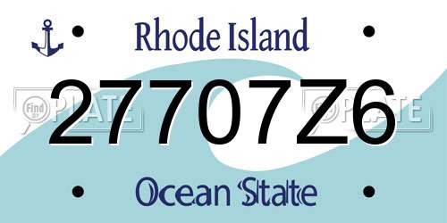 27707Z6 Rhode Island License Plate