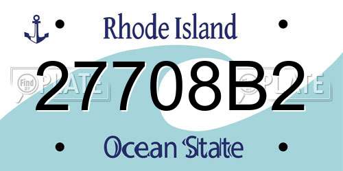27708B2 Rhode Island License Plate