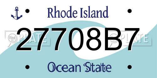 27708B7 Rhode Island License Plate