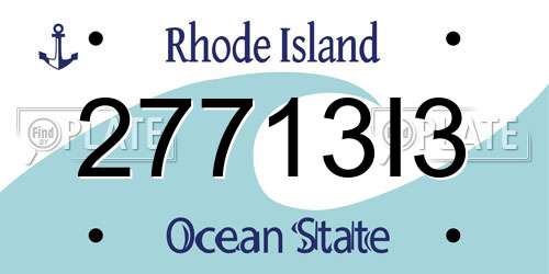 27713I3 Rhode Island License Plate